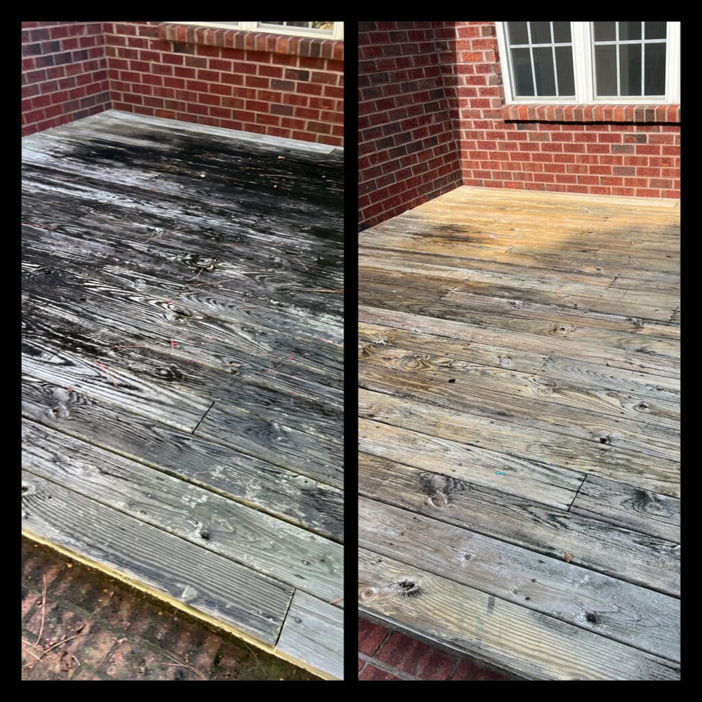 before and after deck cleaning