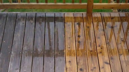 before and after deck cleaning