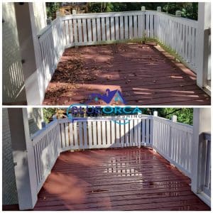 Deck Cleaning Goldsboro before and after