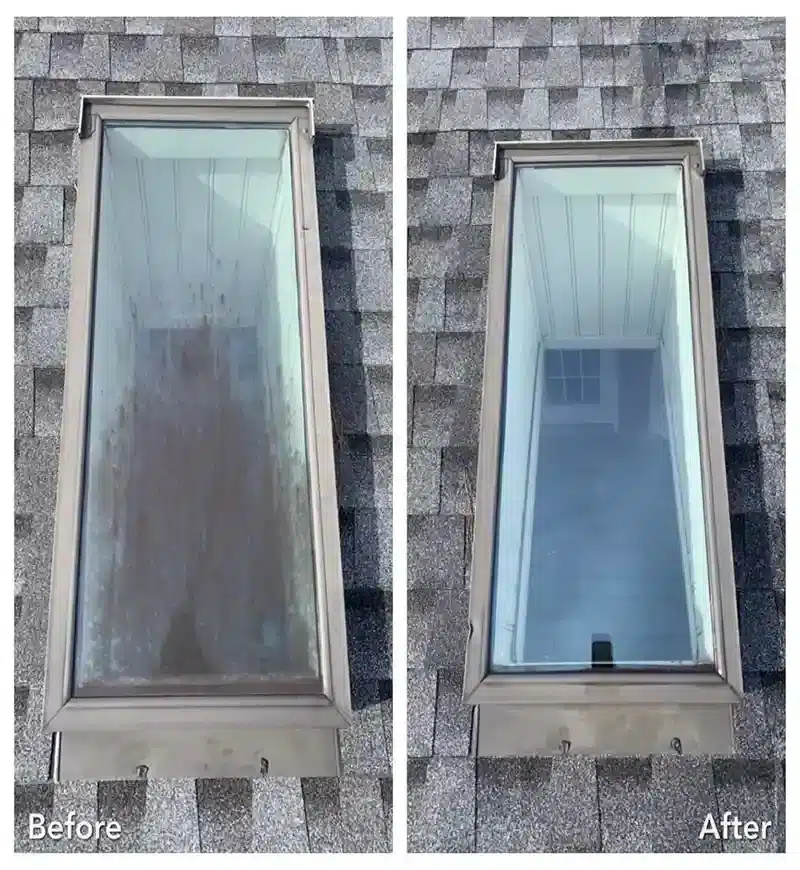 before and after window cleaning